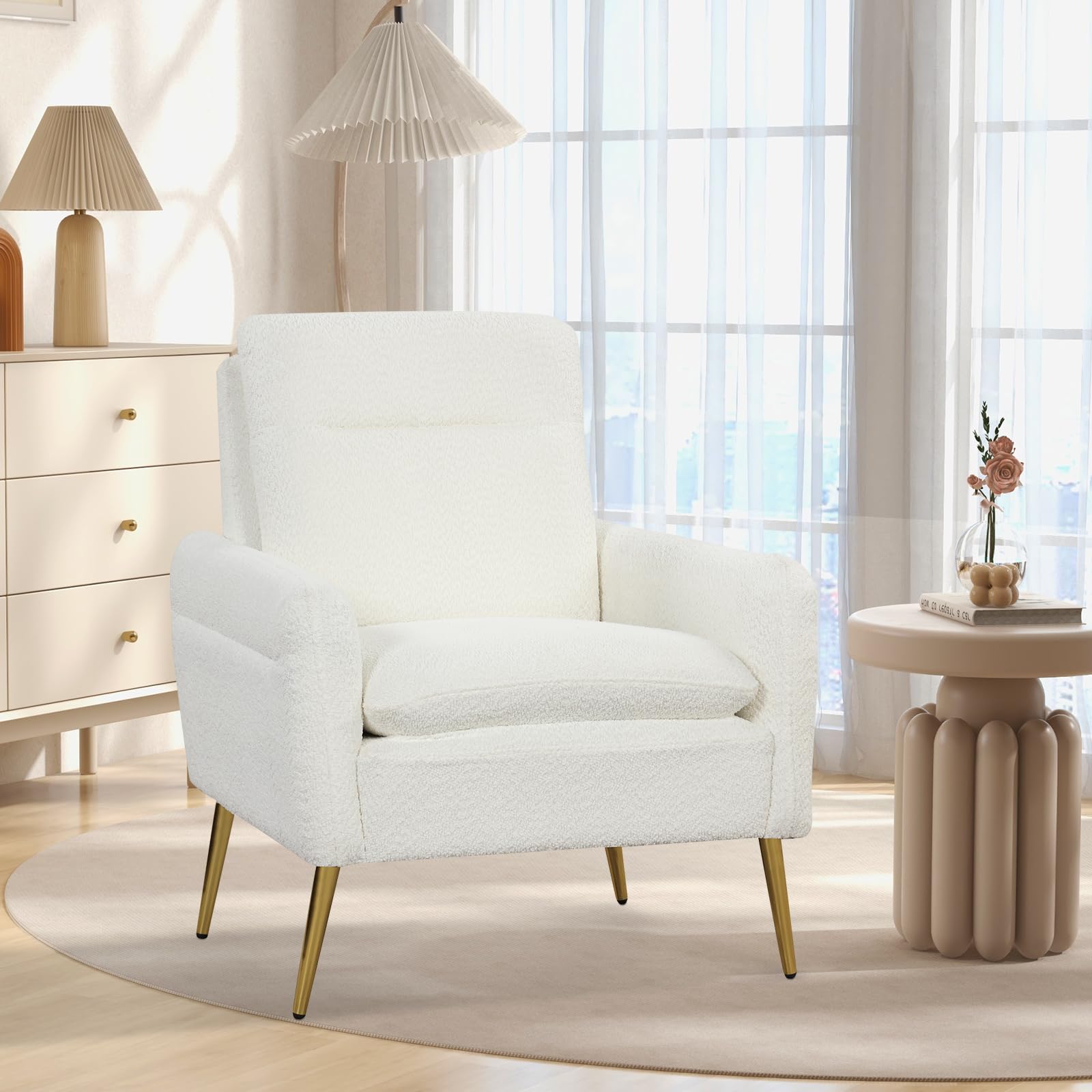 Giantex Modern Mid-Century Accent Chair White