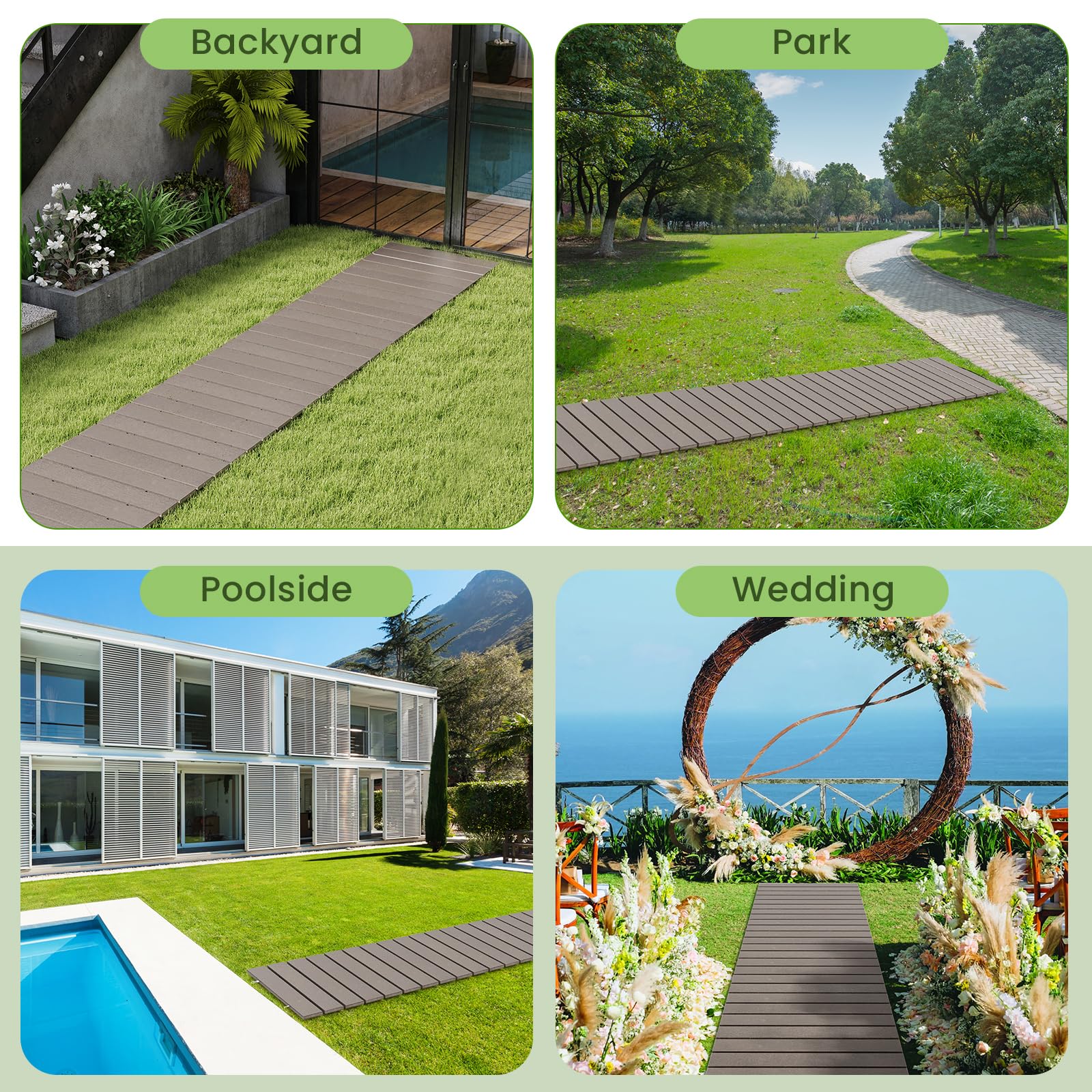 Giantex 8 FT Garden Pathway, Waterproof HDPE Outdoor Walkway with Non-Slip Surface