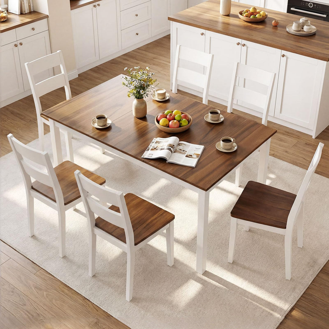 Giantex 60-inches Rectangular Dinner Tables with Solid Rubber Wood Legs