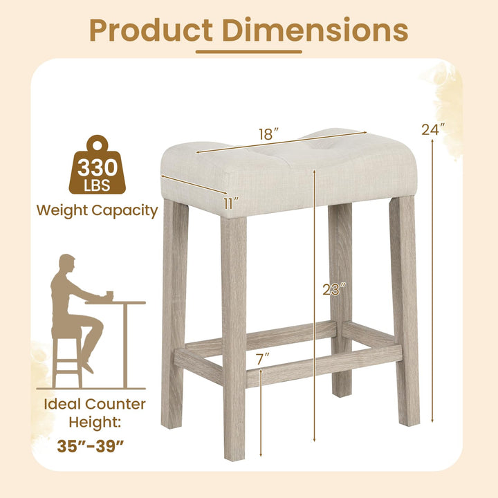 Giantex 24" Bar Stools Set of 2/4, Upholstered Counter Height Saddle Bar Stools