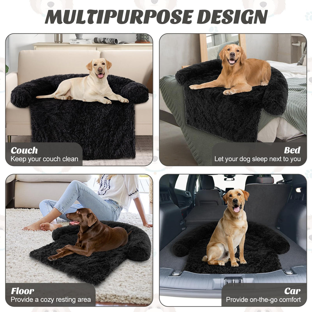 Giantex Calming Dog Bed - Fluffy Plush Pet Bed for Couch, Removable Washable Cover