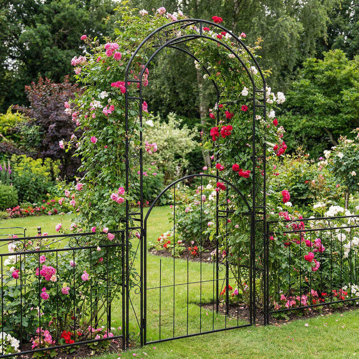 Giantex 84'' Garden Arbor with Gate for Backyard Lawn