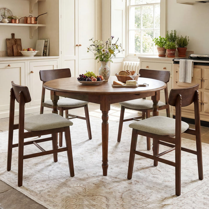 Giantex Solid Rubber Wood Dining Room Chairs with Curved Backrest