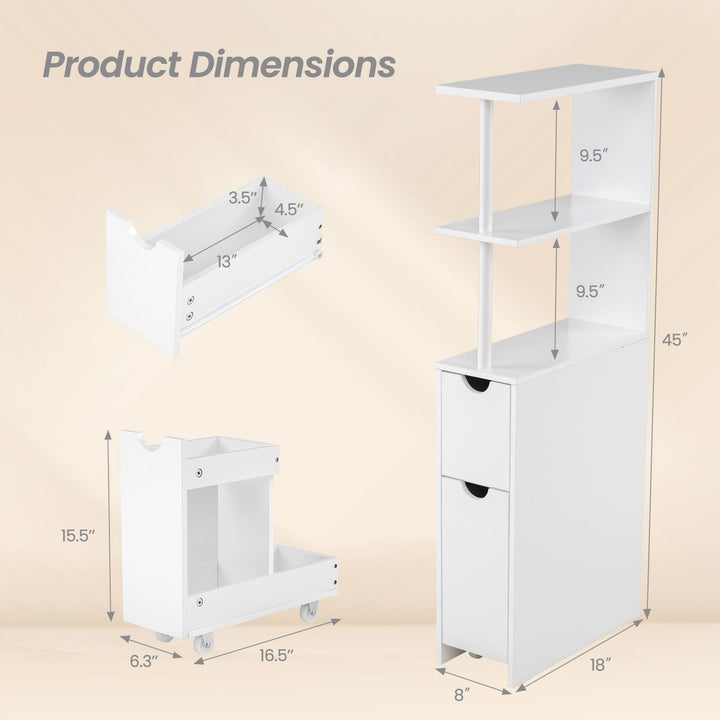 Giantex Slim Storage Cabinet Narrow Freestanding Bathroom Organizer