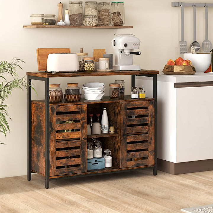Giantex Buffet Cabinet, Kitchen Sideboard with 2 Storage Cupboards, Open Shelves, 2 Cubes, Anti-Tipping Kits