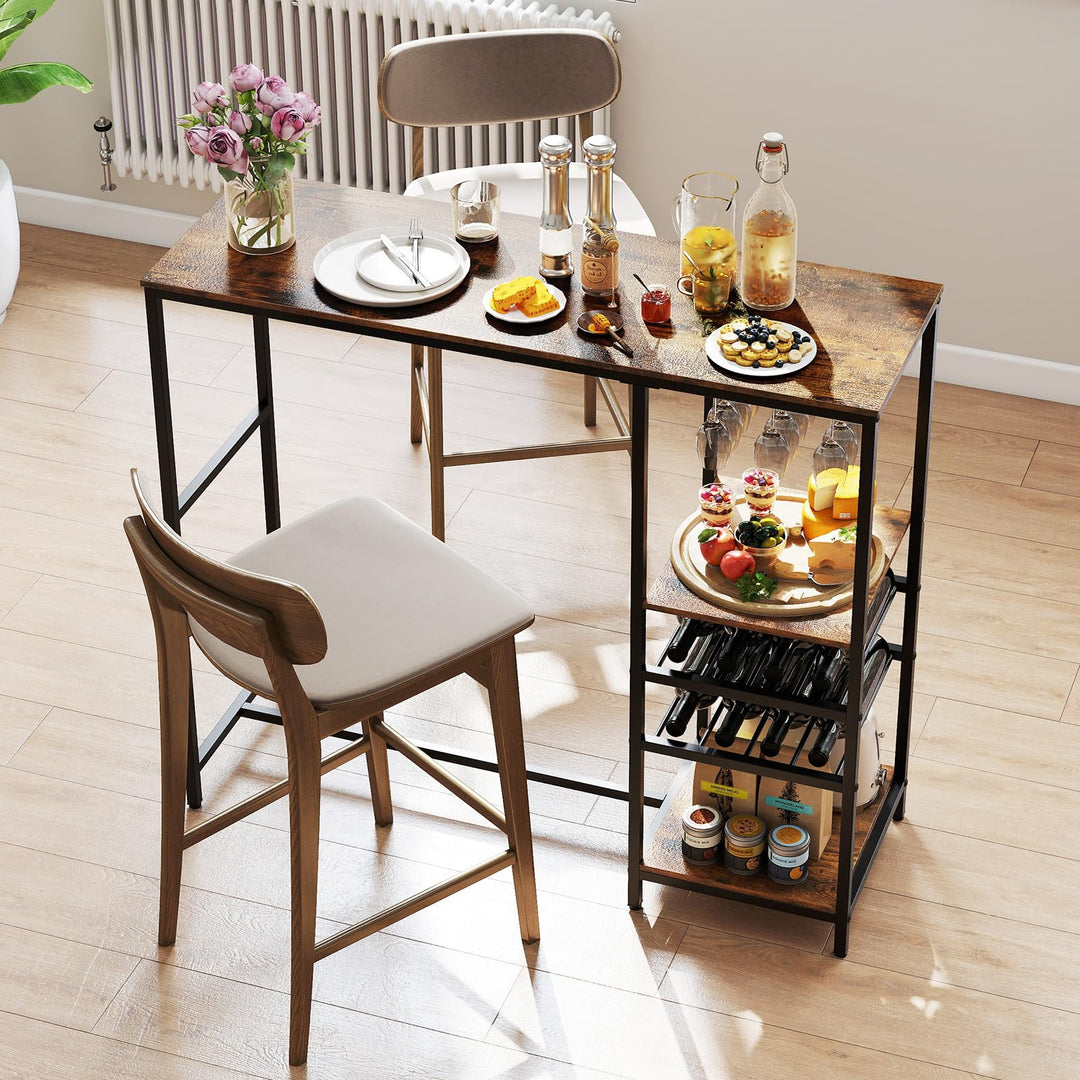 Giantex 48" Bar Table with Storage Shelves for Kitchen Living Room Dinette
