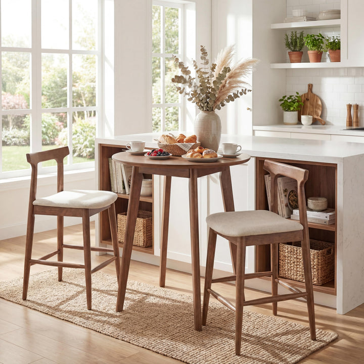 GIANTEX 24" Rustic Farmhouse Barstools w/Upholstered Cushioned Seats (2/4)