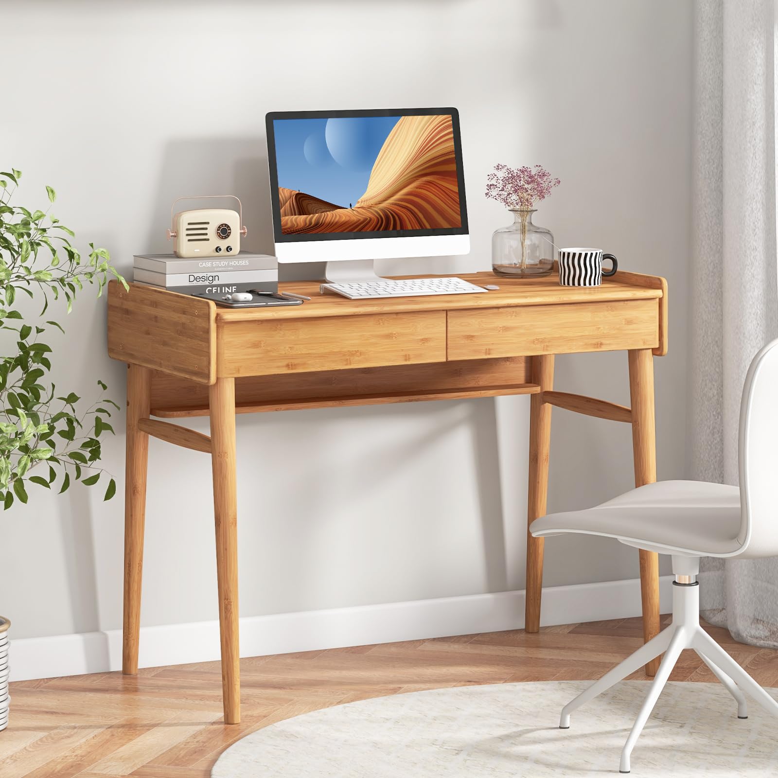 39.5" Bamboo Home Office Desk - Giantex