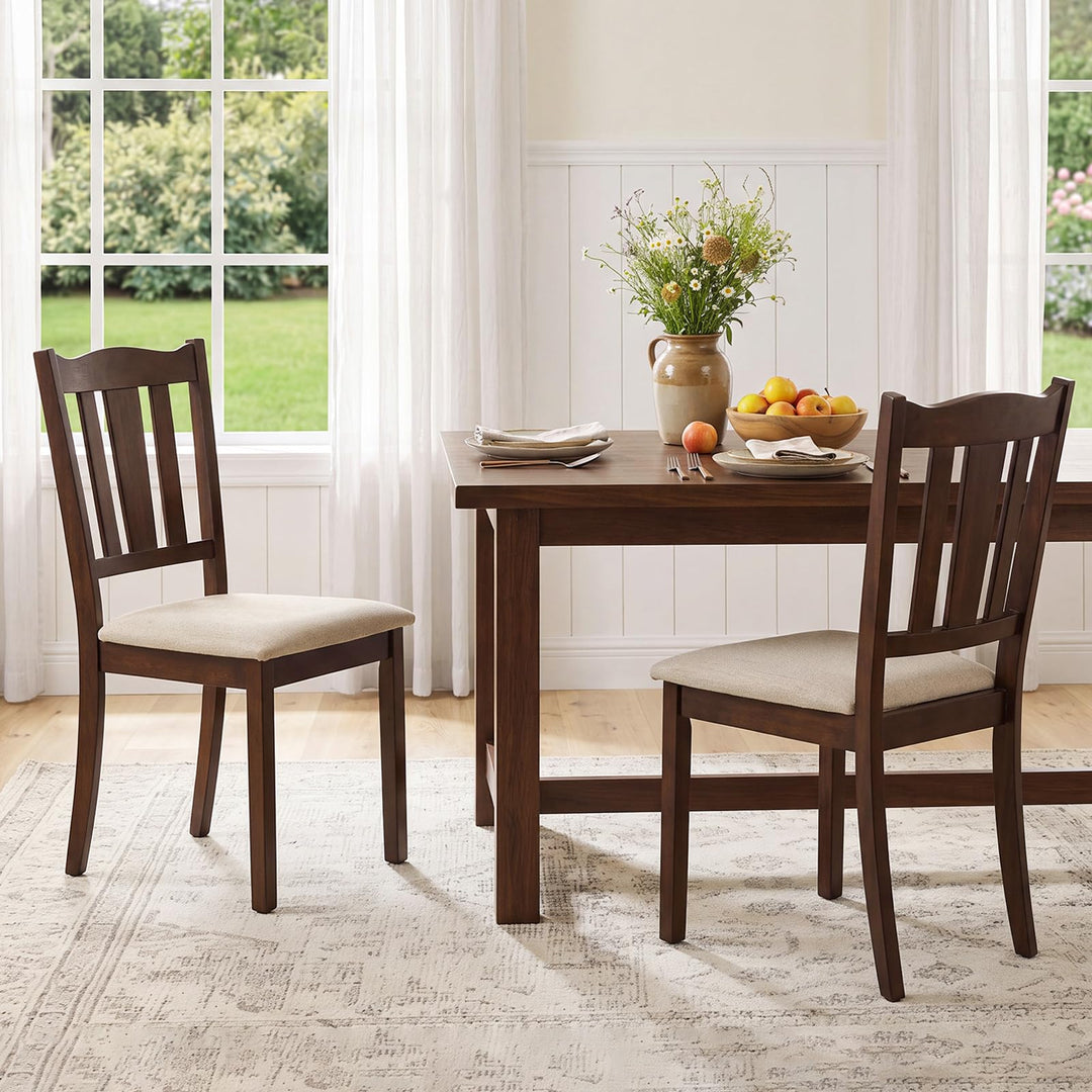 GIANTEX Wooden Dining Chairs Set of 2/4 with Hollow Back &amp; Soft-padded Seat