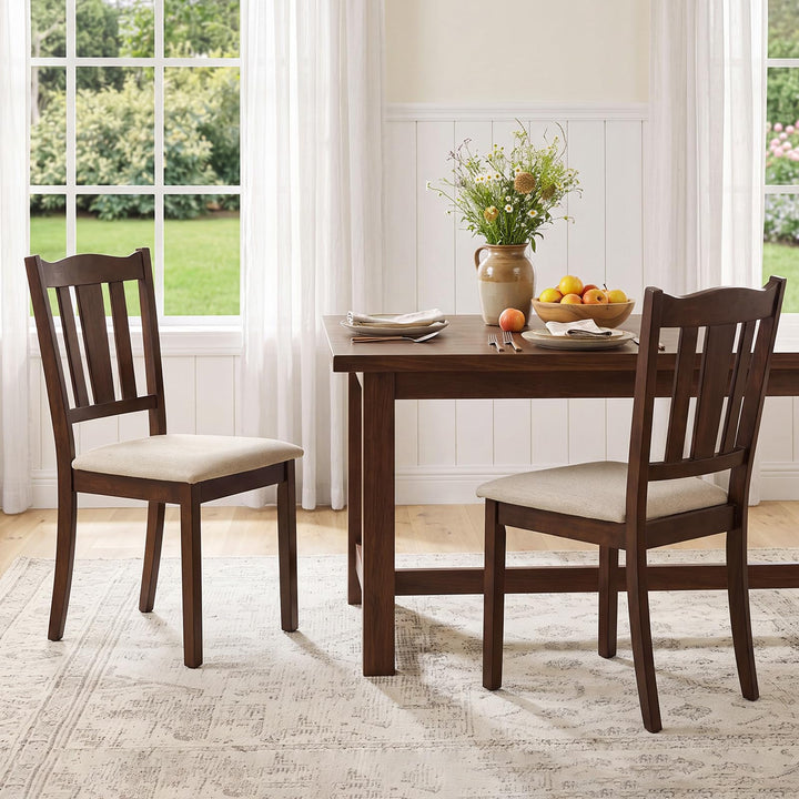 GIANTEX Wooden Dining Chairs Set of 2/4 with Hollow Back &amp; Soft-padded Seat