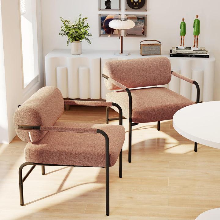 Giantex Velvet Upholstered Living Room Chair with Thickened Backrest & Metal Armrests