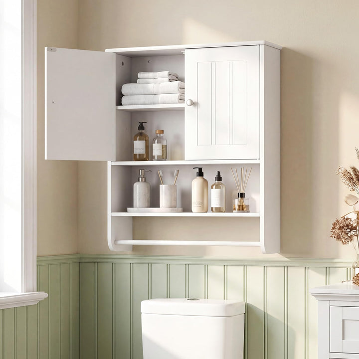 Giantex Bathroom Wall Cabinet with Towel Bar &amp; Adjustable Shelf