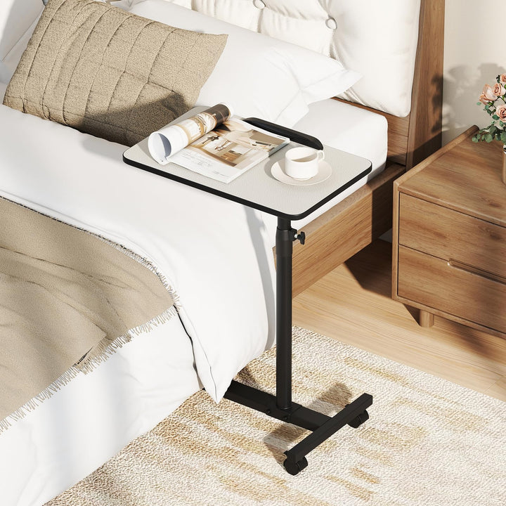 Giantex Overbed Table with Wheels Medical Adjustable Bedside Table