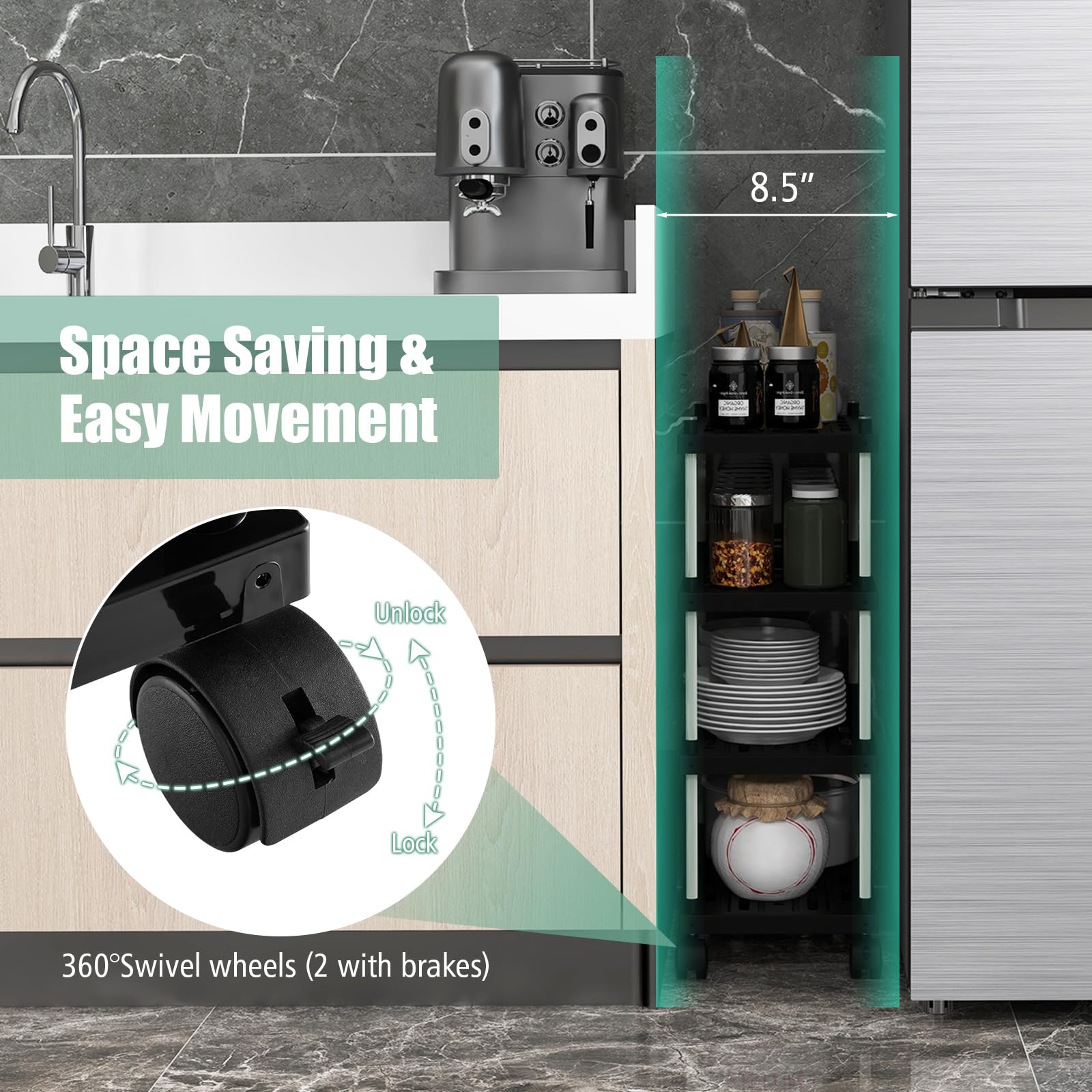 Giantex Kitchen Slim Storage Cart