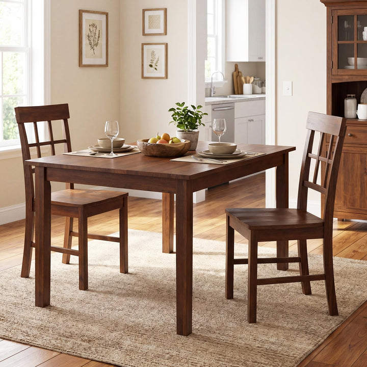 Giantex Armless Wooden Dining Chairs Set of 2/4 with Solid Rubber Wood Frame