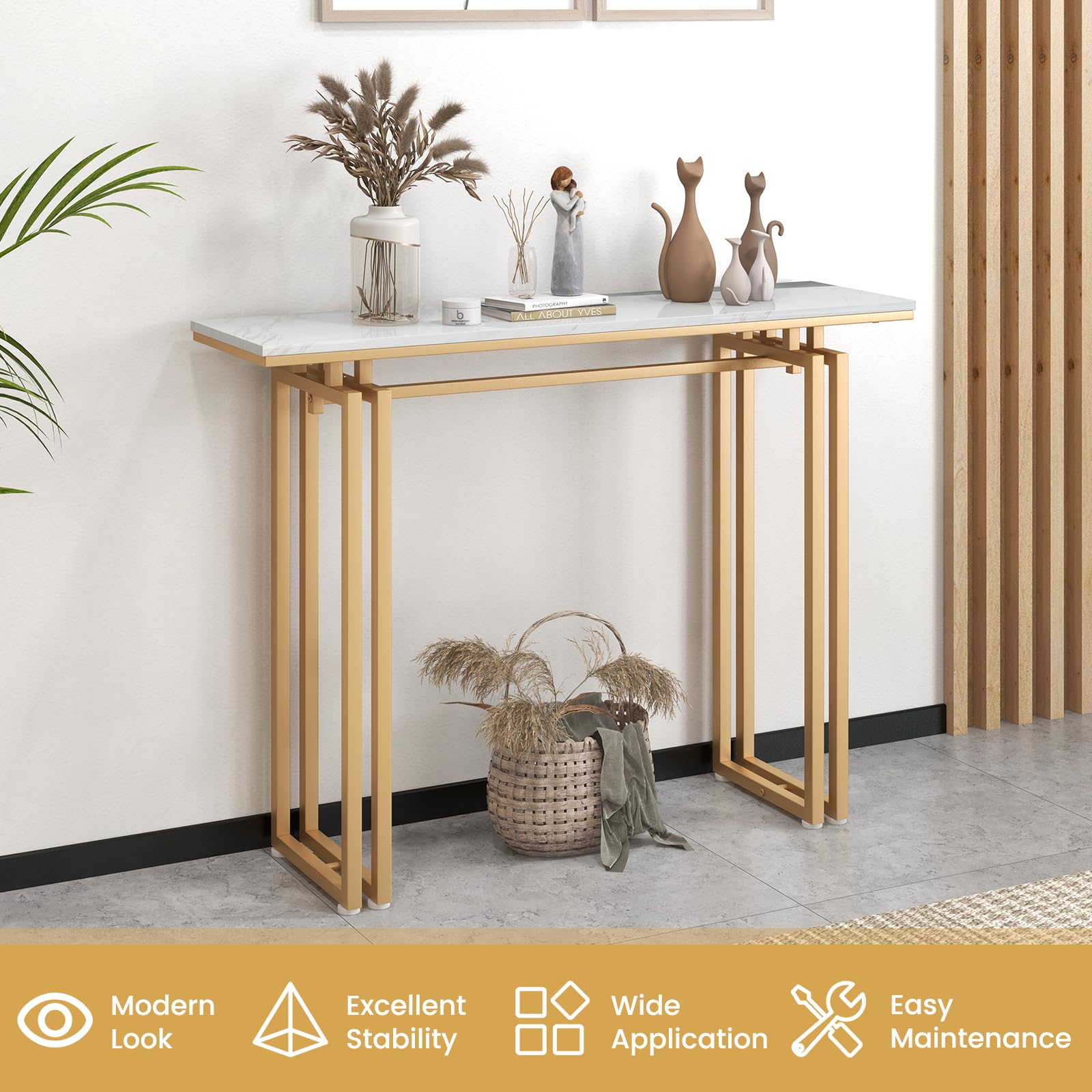Giantex 43.5" Console Table for Entryway - Faux Marble Sofa Table