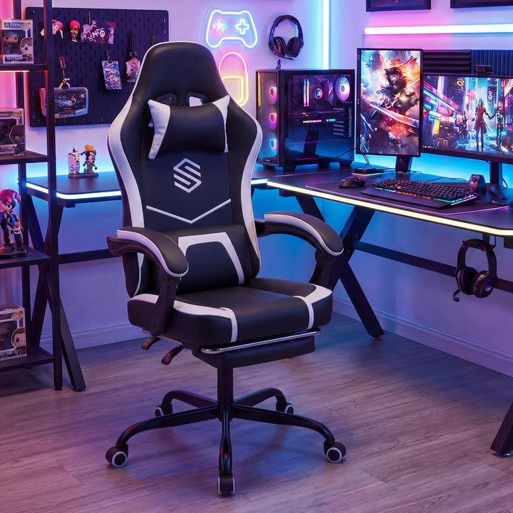 Giantex Gaming Chair | Height Adjustable Computer Desk Chair with Headrest