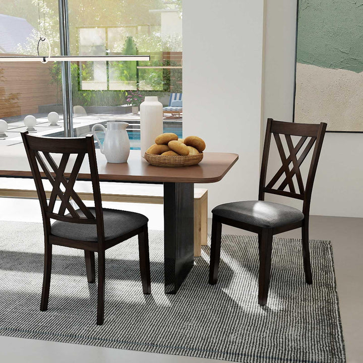 Giantex Linen Fabric Upholstered Wooden Dining Chair Set of 2/4 with Rubber Wood Frame for Dining Room