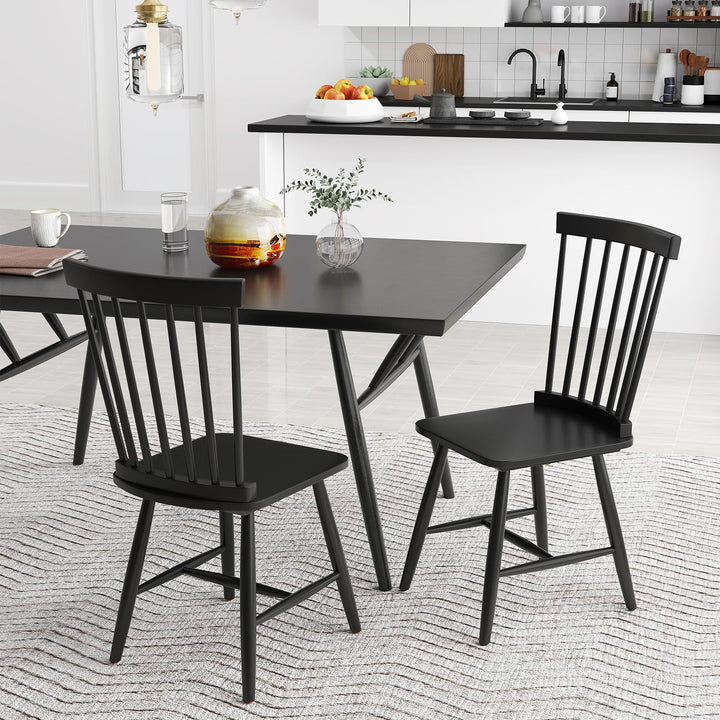 Giantex Windsor Dining Chairs Set of 2/4 Black, w/Wide Seat & Spindle Back, Max Load 400 Lbs