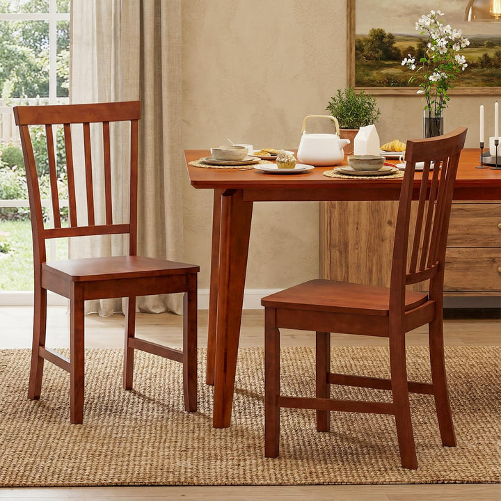 Giantex Set of 4/ 2 Dining Room Side Chair w/High Slat Back, Wood Legs