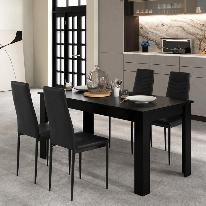 Giantex Dining Table Set for 4 or 8, Modern Rectangular Kitchen Table Set w/ PVC Leather Dining Chairs