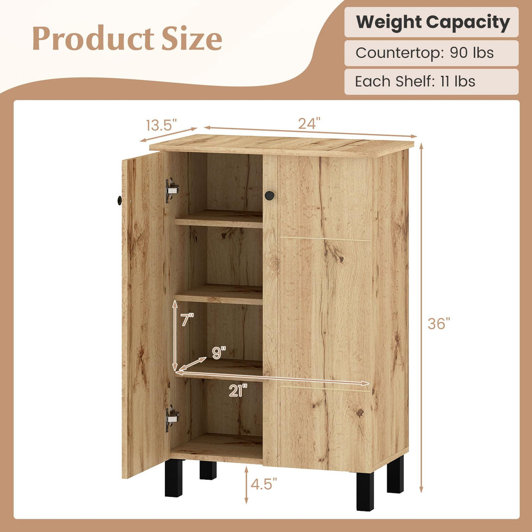 Giantex Shoe Cabinet with Doors 4-Tier Narrow Shoe Rack Cabinet