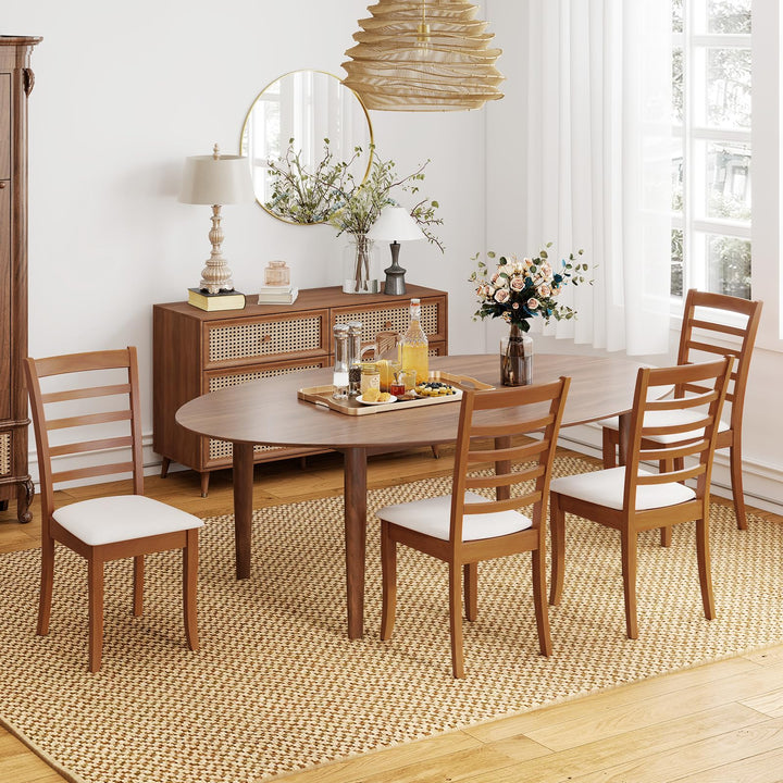 Giantex Wooden Dining Chair Set of 2 or 4 w/Rubber Wood Legs High Slatted Backrest