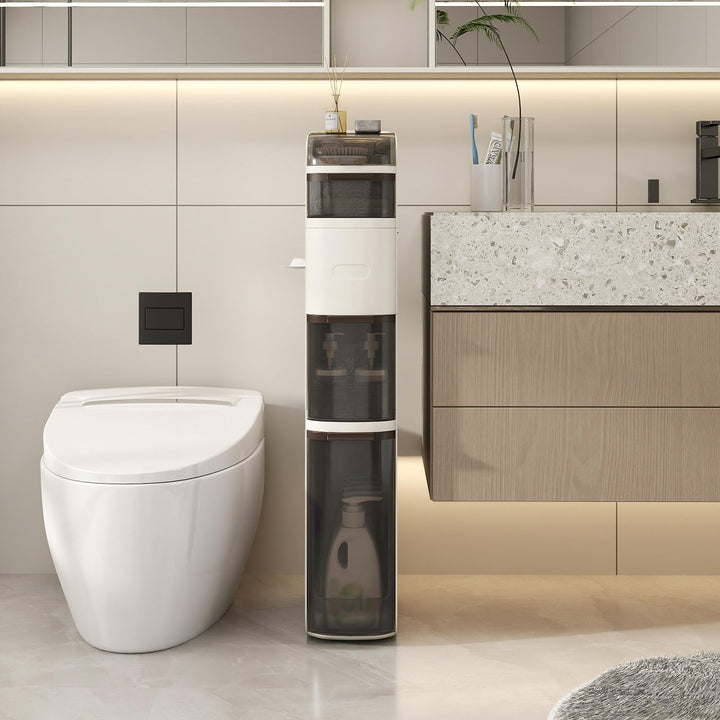 Giantex 5-Tier Narrow Bathroom Storage Cabinet with Drawers and Tissue Box