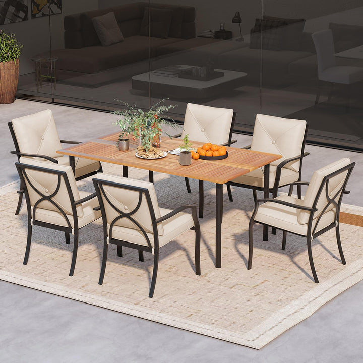 Giantex Metal Outdoor Dining Chair Set of 2/4 Stackable Patio Chairs with Armrests