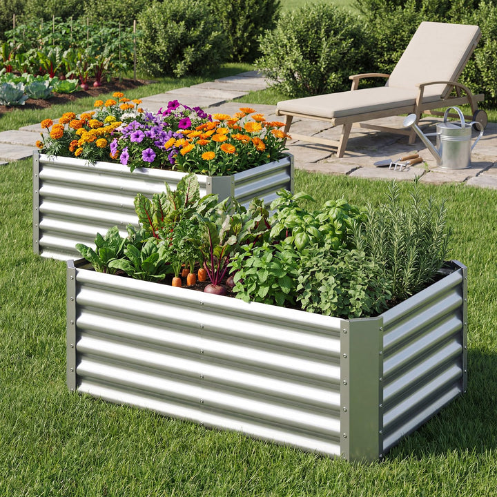 Giantex 4 x 2 x 2 FT Galvanized Raised Garden Bed (1/2)