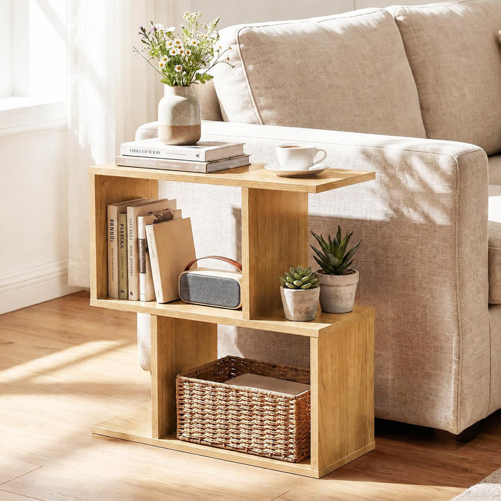 GIANTEX 3-Tier Wood S-Shaped Geometric Bookshelf