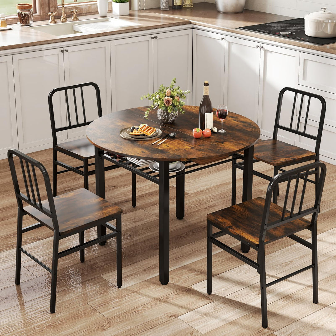 Giantex 40-Inches Round Kitchen Table & Chairs with Storage Rack & Metal Frame
