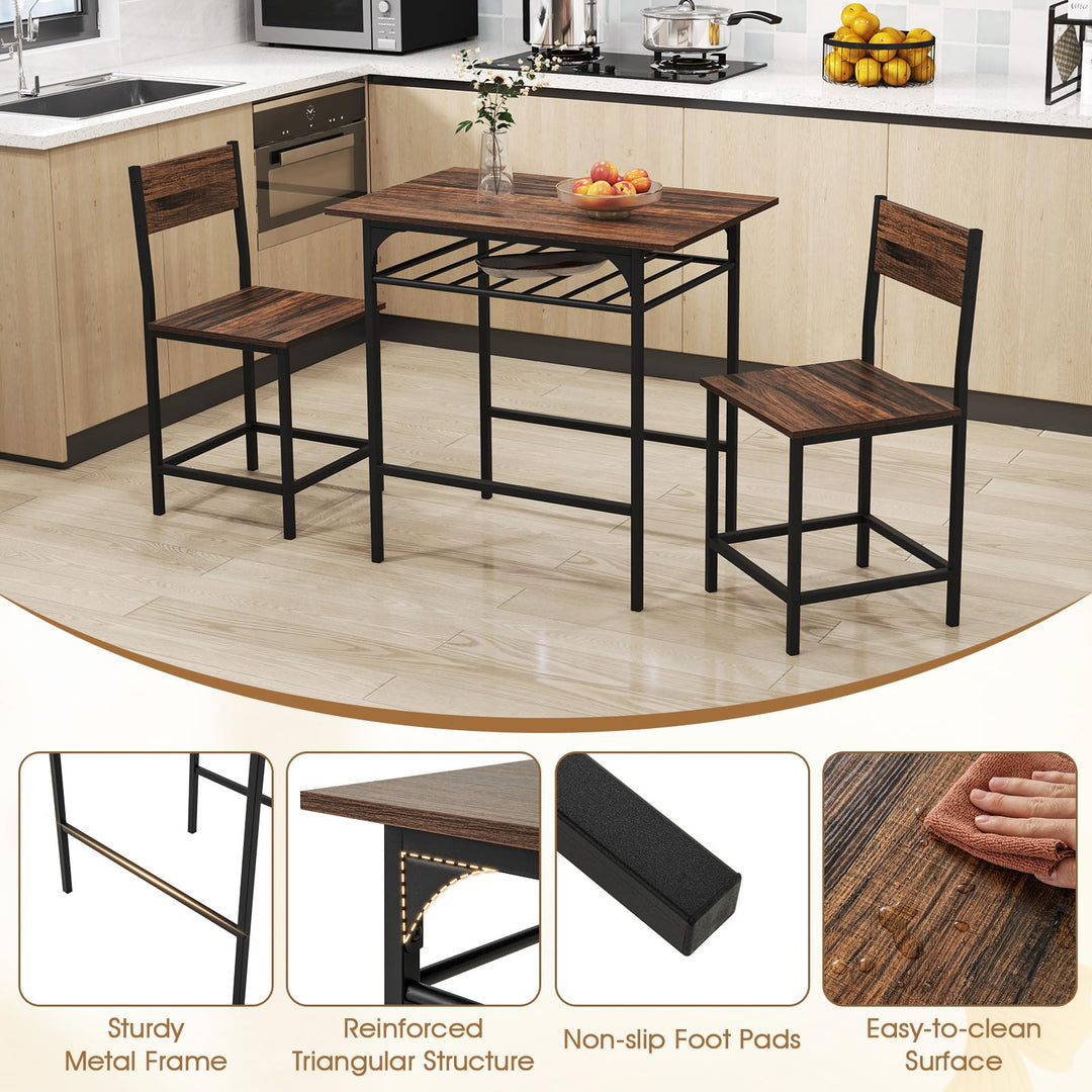 Giantex 3-Piece Dining Table Set with Wine Rack for 2 Small Space
