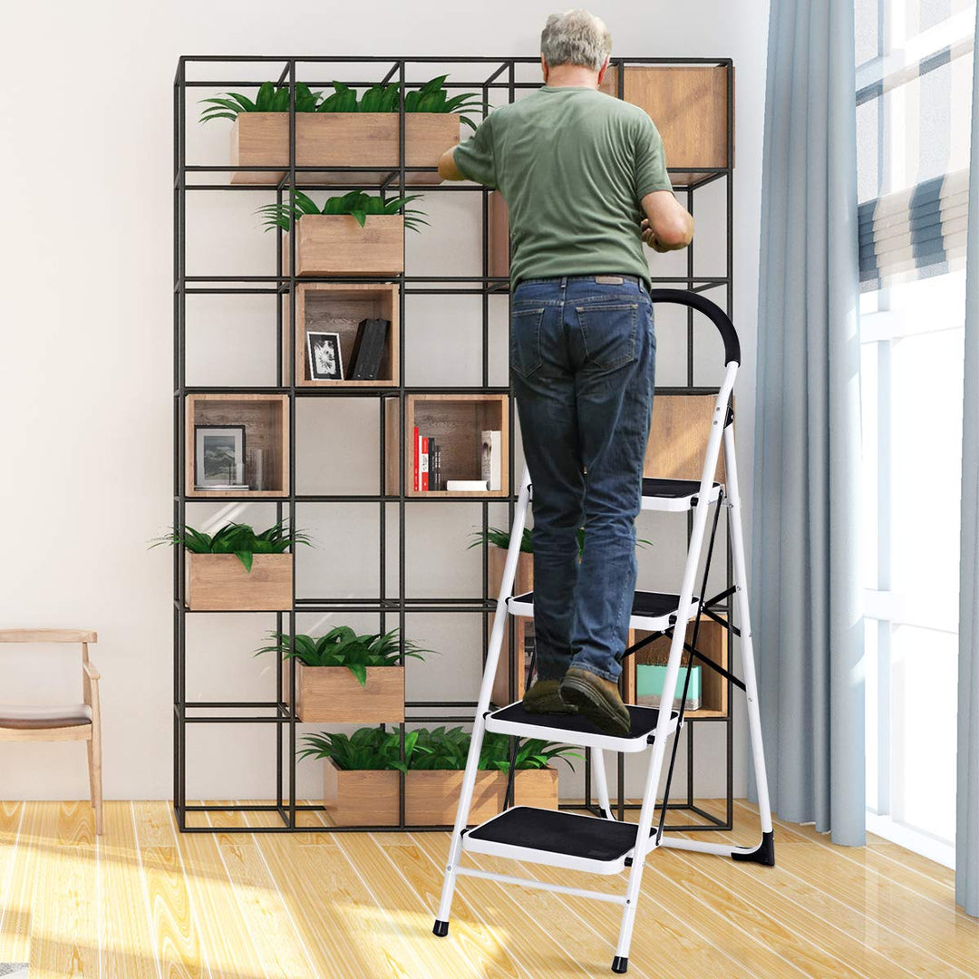 Giantex 4 Step Ladder Folding Step Stool with Anti-Slip Pedal Platform Metal Frame