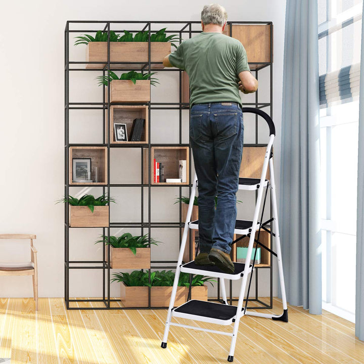 Giantex 4 Step Ladder Folding Step Stool with Anti-Slip Pedal Platform Metal Frame