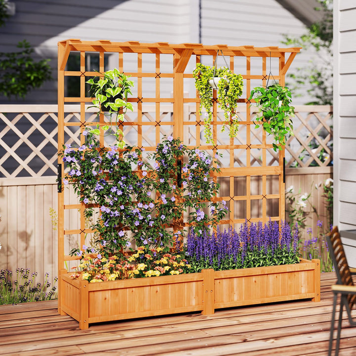 Giantex Large Raised Garden Bed with Trellis and Roof