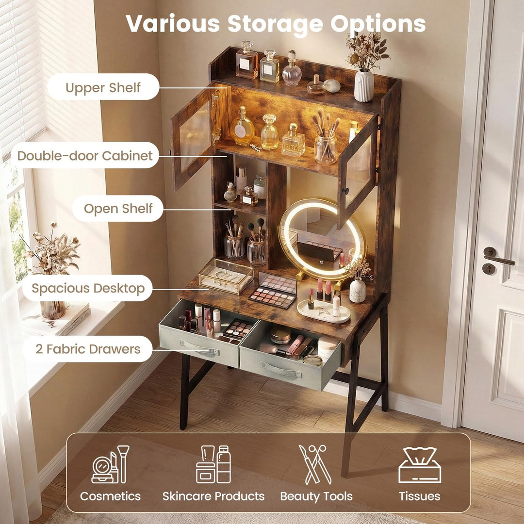 CHARMAID 67'' Tall Vanity Desk with LED Mirror