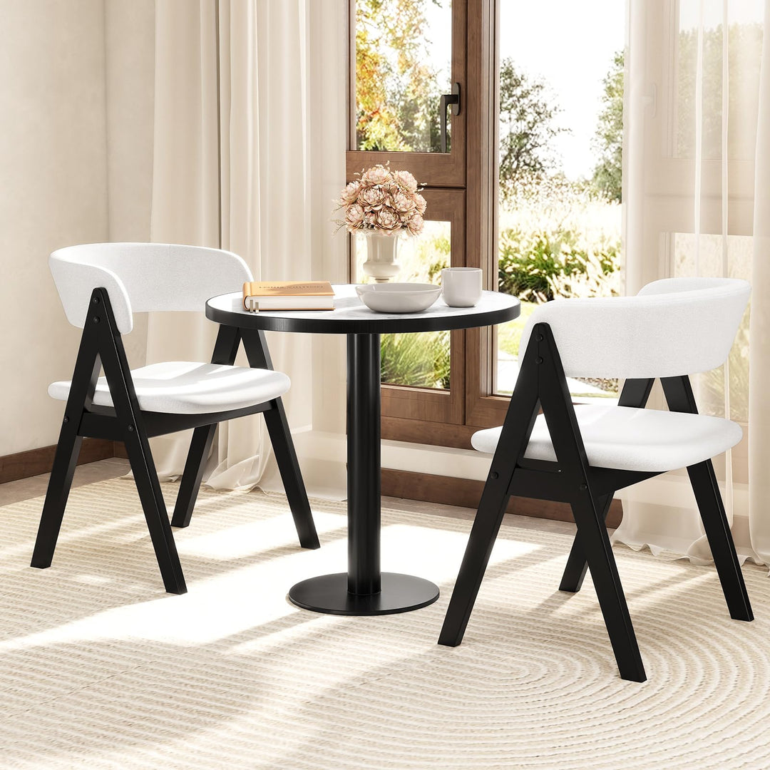 Giantex Wooden Dining Chairs Set of 2/4 Modern Sherpa Upholstered Kitchen Chair