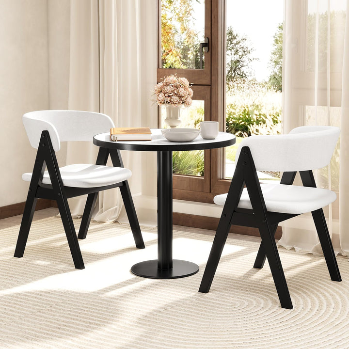 Giantex Wooden Dining Chairs Set of 2/4 Modern Sherpa Upholstered Kitchen Chair