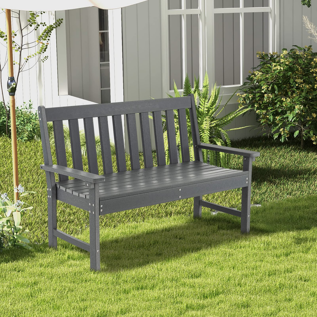 Giantex 52-Inch Outdoor Garden Bench - Outside Bench All-Weather HDPE Park Bench