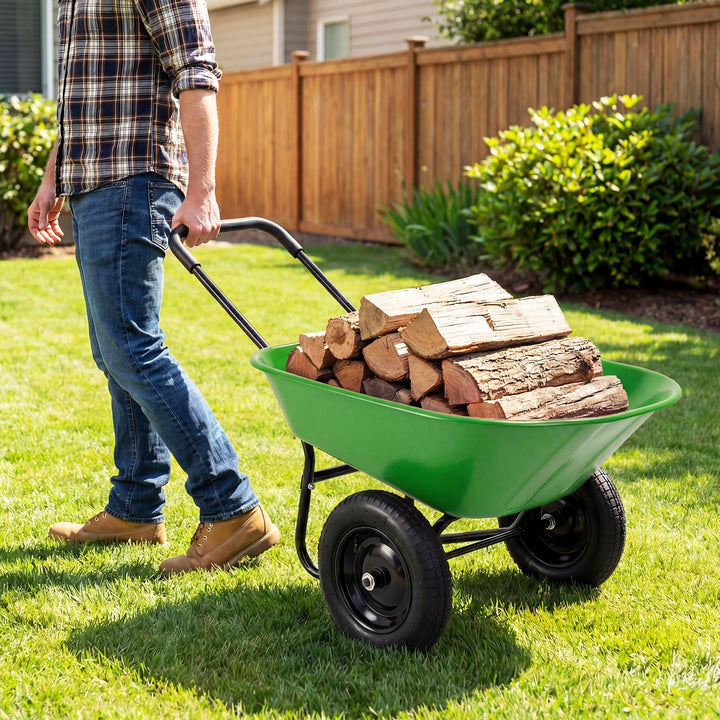 Giantex Dual-Wheel Garden Cart for Outdoor Yard Lawn Gardening Construction Use