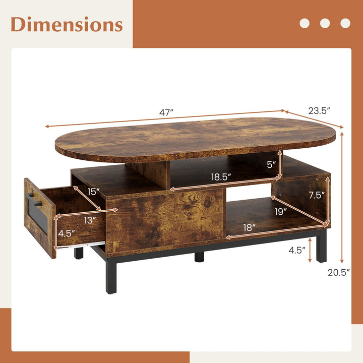 Giantex 47" Oval Coffee Table Cocktail Accent Center Table with Storage