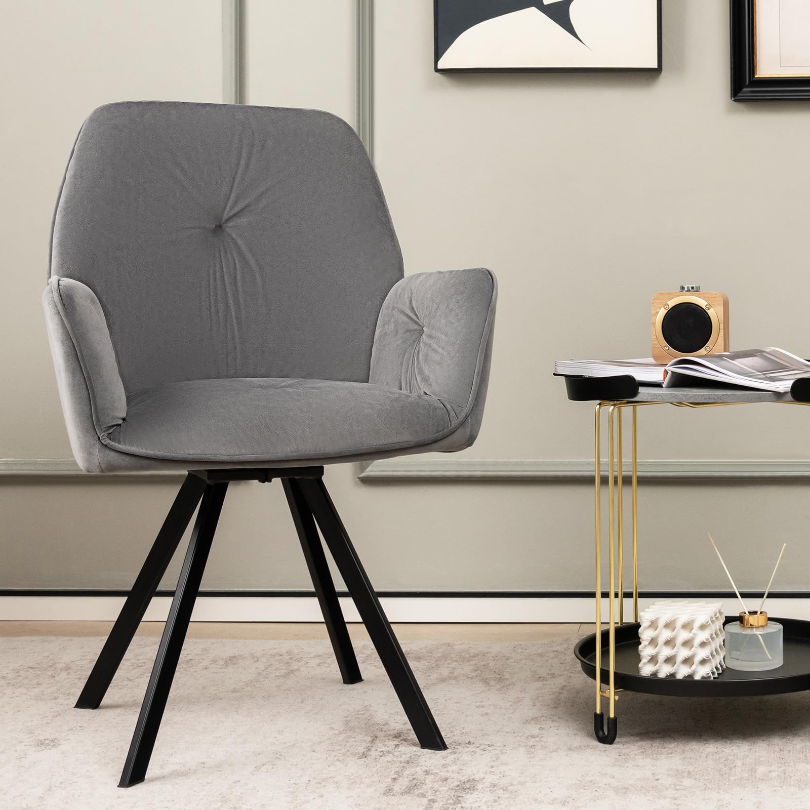 Giantex Upholstered Swivel Velvet Accent Chair Set of 2