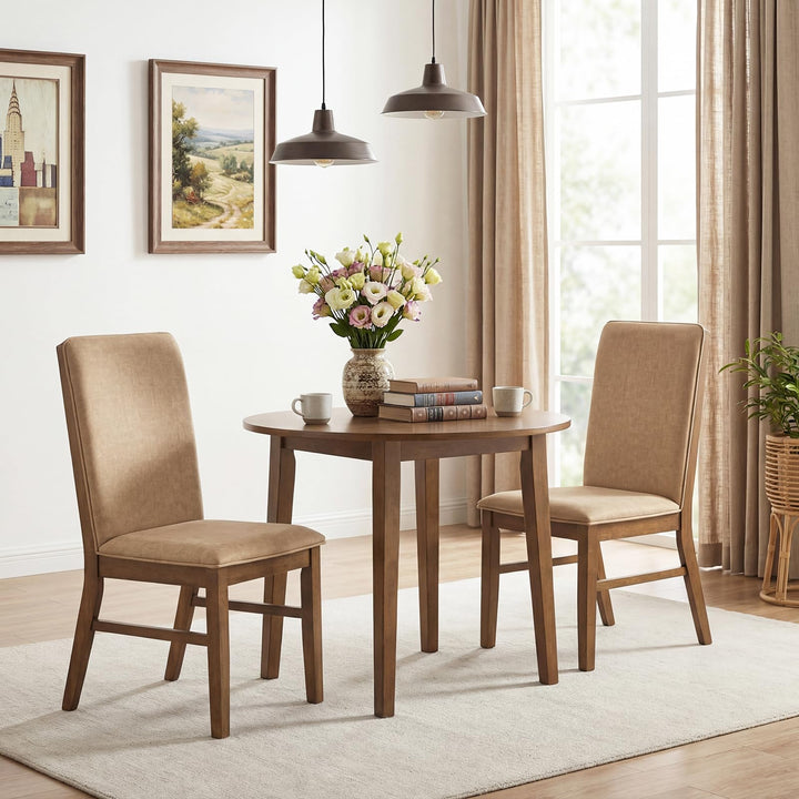 Giantex Upholstered Dining Chairs | High Back Padded Fabric Kitchen Chairs with Solid Rubber Wood Legs