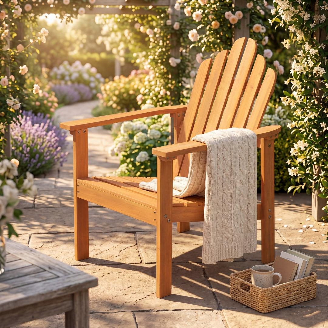 Giantex Outdoor Patio Stackable Adirondack Chair with Slatted Backrest &amp; Seat (1/2/4)