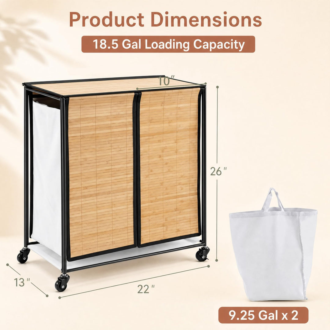 Giantex 2-Section Laundry Hamper with Lid for Bathroom