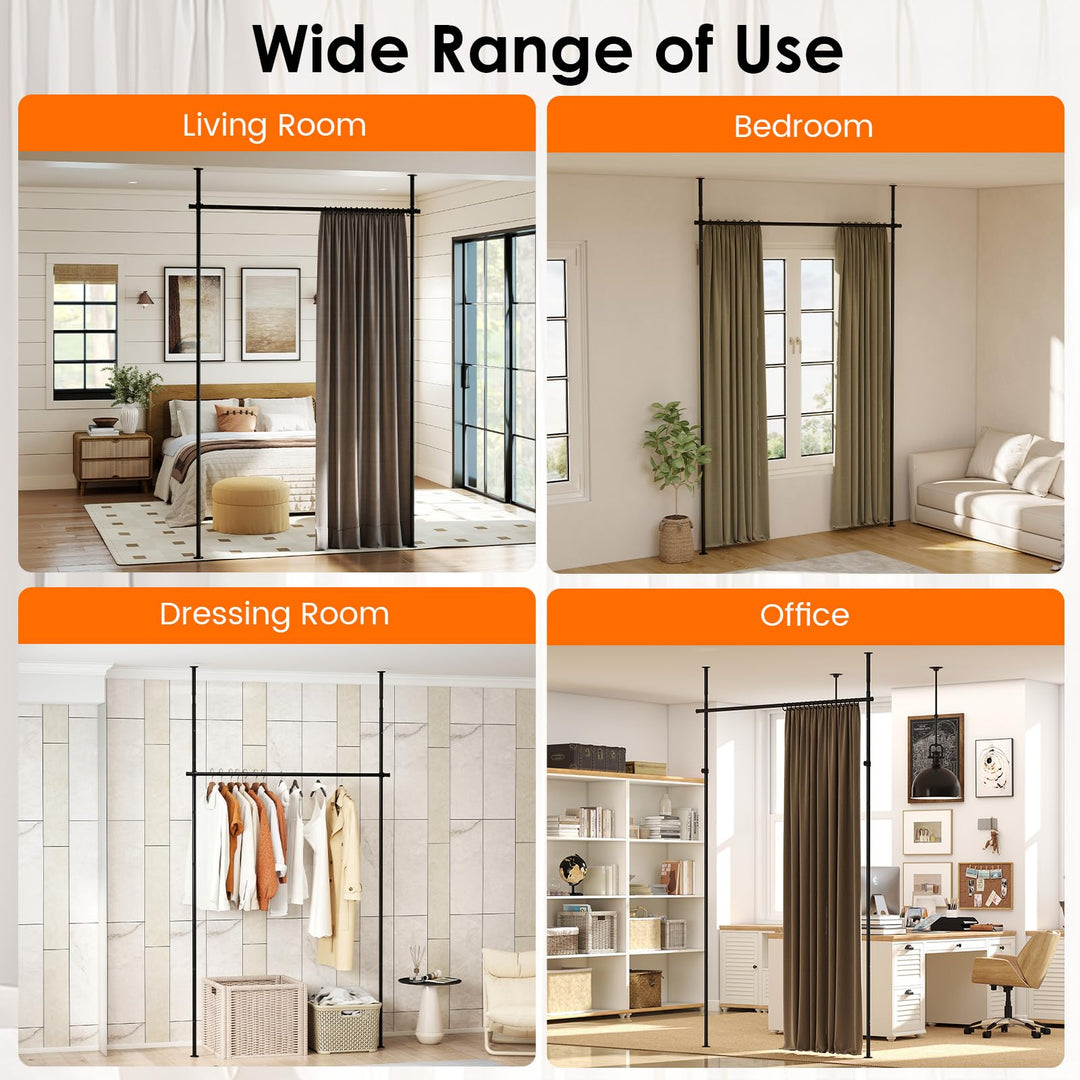 Giantex Room Divider Curtain Rod Adjustable 4-10 ft Height &amp; 28-72 in Width