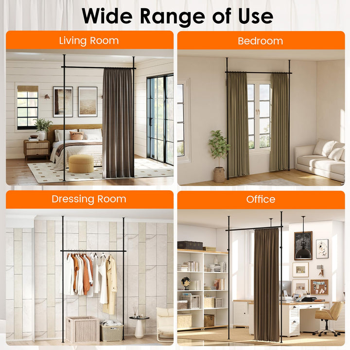 Giantex Room Divider Curtain Rod Adjustable 4-10 ft Height &amp; 28-72 in Width