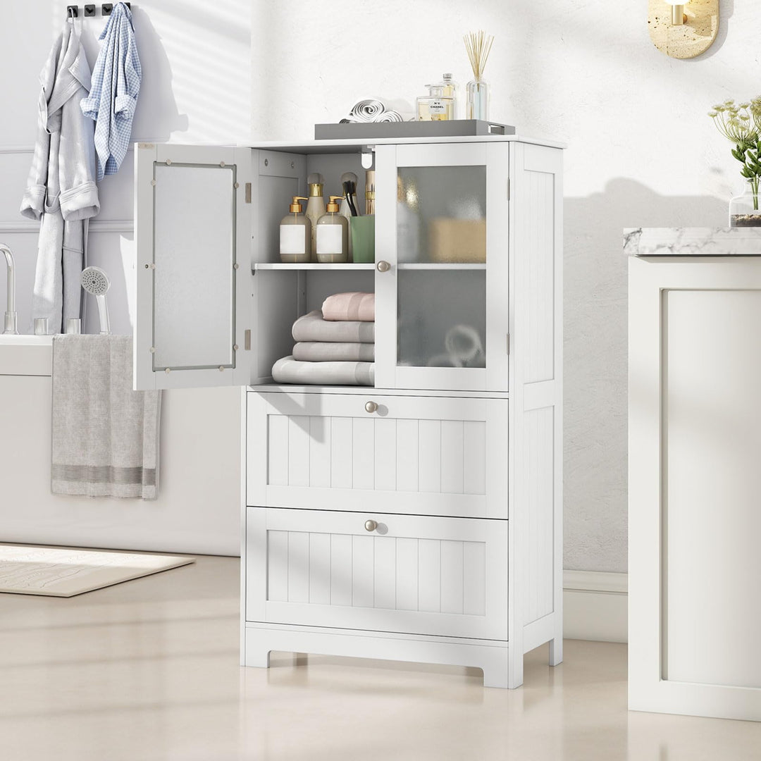 Giantex Bathroom Tall Pantry Cabinet Storage Cabinet with 2 Large Drawers