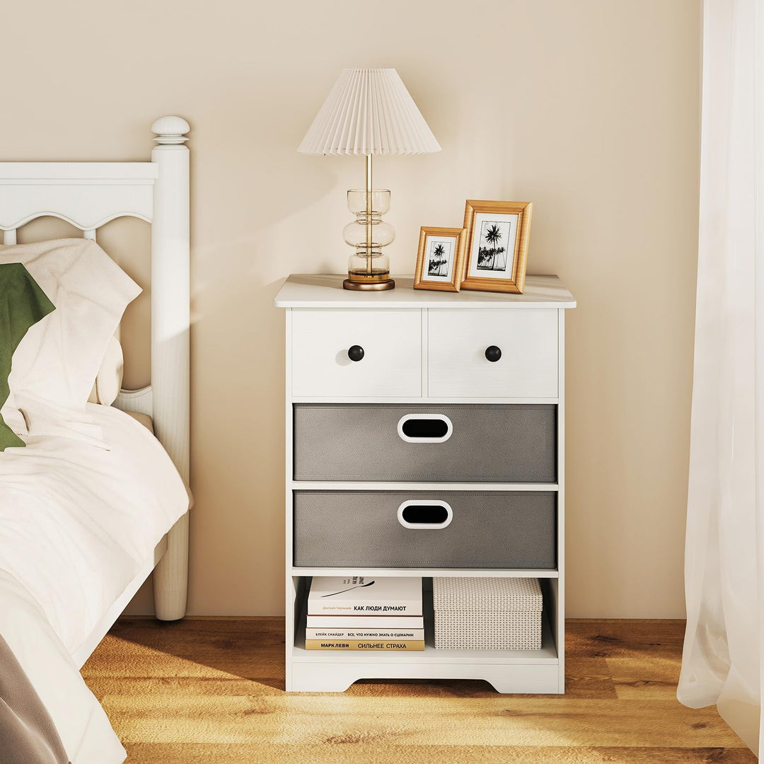 Giantex Nightstand with 4 Storage Drawers